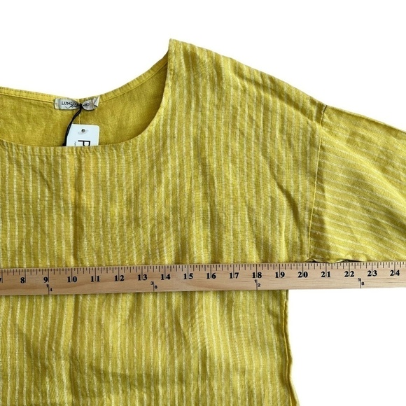 NEW Lungo L'Arno PURO LINO Linen Women's Size Medium Mustard Striped Tunic Top - Picture 10 of 16